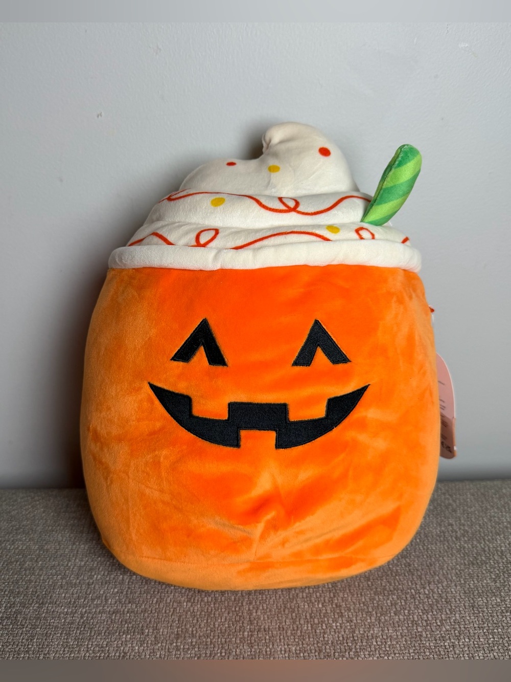 Squishmallow Lester The Orange Pumpkin Latte Halloween Plush Decor NWT